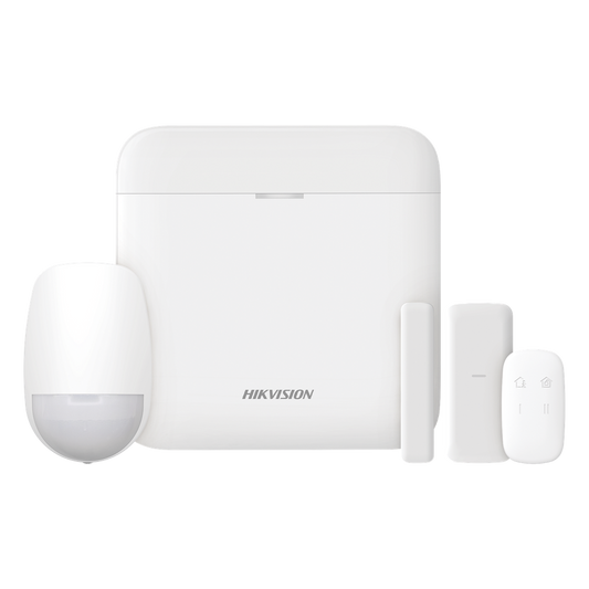 (AX PRO) KIT de Alarma AX PRO / Incluye: 1 Hub con bateria de respaldo / 1 Sensor PIR / 1 Contacto Magnético slim / 1 Control Remoto / WiFi / Compatible con Hik-Connect P2P
