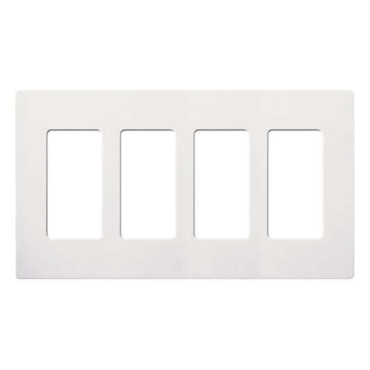 Placa de pared de 4 espacios sin tornillos, acabado satinado color Snow, para atenuadores e interruptores Maestro, Diva, Skylark y controles Pico