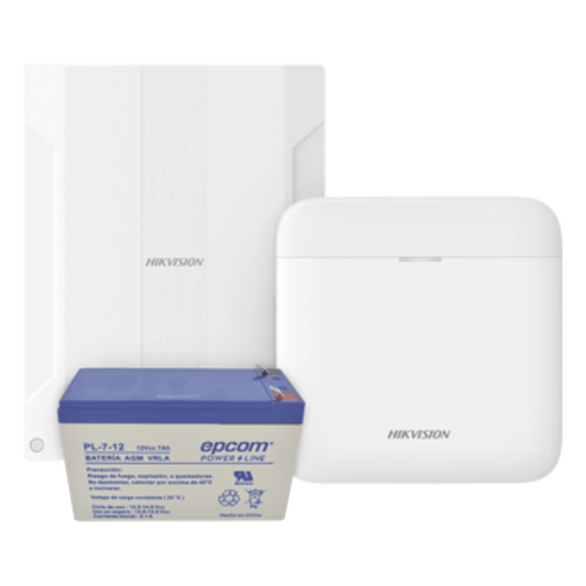 (AXPRO) KIT  de alarma AX PRO conversión de zonas cableadas a inalámbricas / Incluye: 1 Hub IP, Wifi y 3G/4G con Batería de respaldo/ 1 Expansor de 16 zonas cableadas / 1 Batería de respaldo 12Vcc a 7 Amp/ Compatible con Hik-Co
