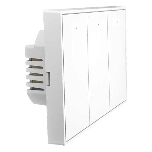 Interruptor On/Off panel táctil touch inalámbrico ZigBee Plus 3 botones. Compatible Control Akubela