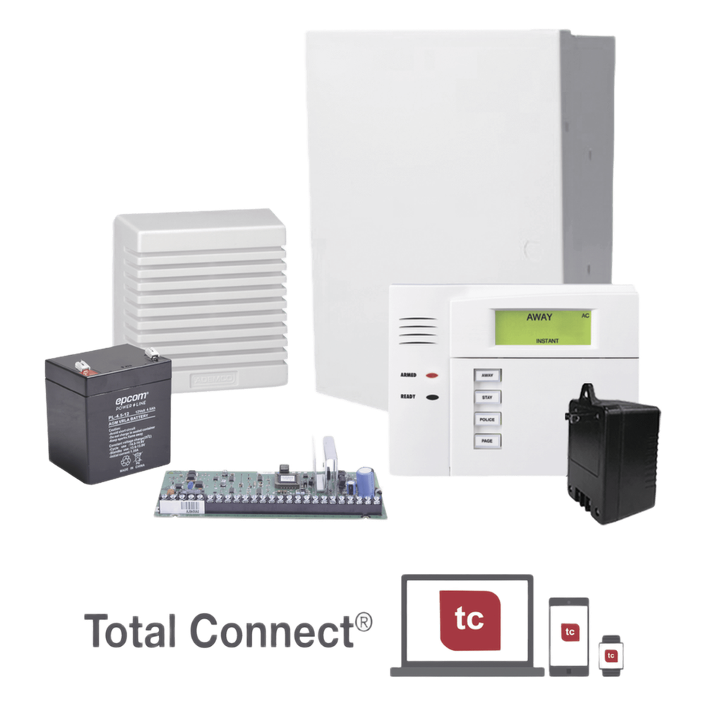 Kit de panel de alarma de intrusión de 8 zonas cableadas y hasta 40 inalámbricas, con teclado, transformador, batería y sirena de 15 W