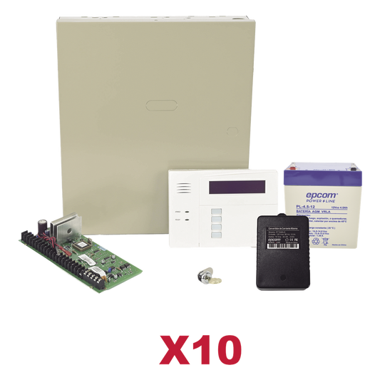 Kit de 10 paneles de alarma híbridos con teclado 6160RF, transformador y batería, ampliables a 48 zonas