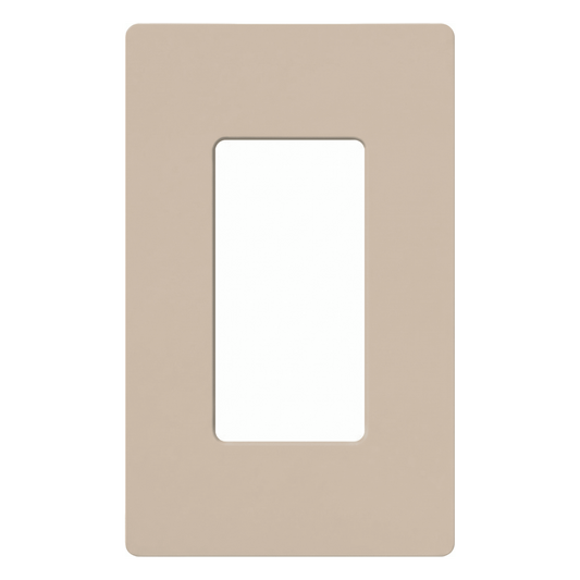 Placa de pared de 1 espacio sin tornillos visibles, acabado satinado color taupe, para atenuadores, apagadores y controles Lutron de estilo Designer