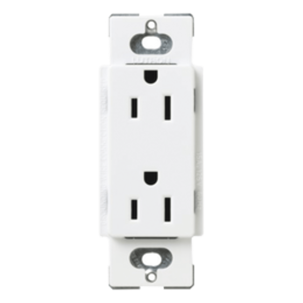 Tomacorriente dúplex 15 A 125 V de la línea Claro y Satin Colors en color Snow, para caja de pared estándar, placa se vende por separado