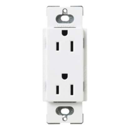 Tomacorriente dúplex 15 A 125 V de la línea Claro y Satin Colors en color Snow, para caja de pared estándar, placa se vende por separado