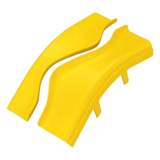 Tapa de Bajada Vertical Exterior de 45º, Para uso con Canaletas 4X4 FiberRunner™, Color Amarillo