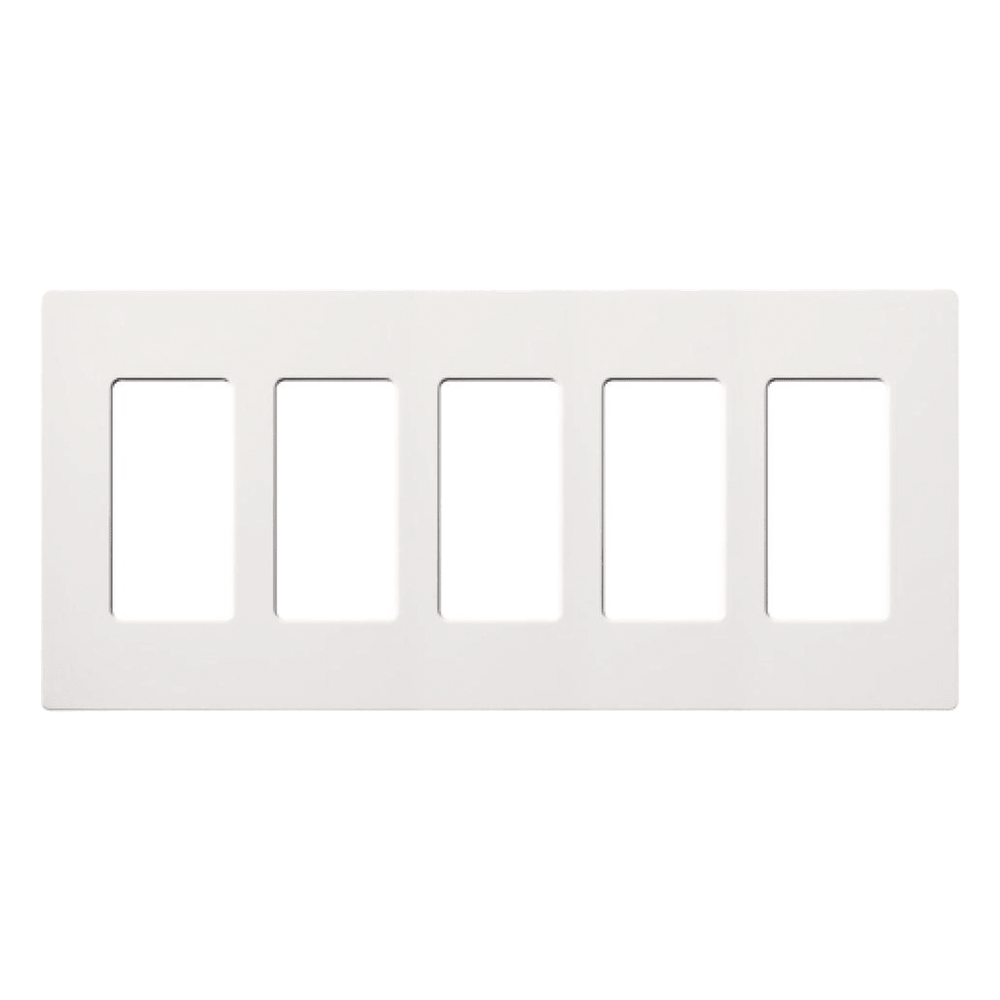 Placa de pared de 5 espacios sin tornillos, acabado satinado color Snow, para atenuadores e interruptores Maestro, Diva, Skylark y controles Pico