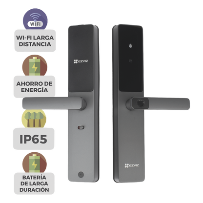 Cerradura Inteligente / Wi-Fi / Bluetooth  / Códigos Temporales Para Visitantes / Lectura de Huella / Lectura de Tag / Contraseña /  Botón para Timbrar / Apertura Remota /  Alarma Anti-intrusión /  No Requiere HUB
