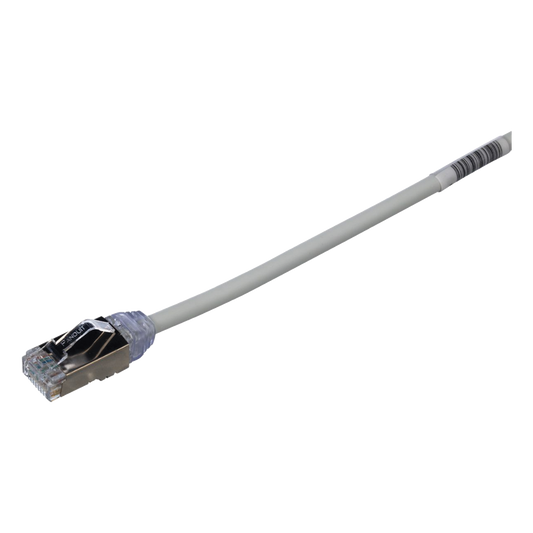 Patch Cord Cat6A, Diametro Reducido 28 AWG, Blindado S/FTP, CM/LS0H, 20 cm (7.87 Pulgadas), Color Gris