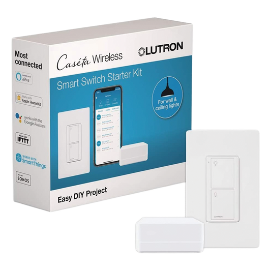 Kit de inicio Caseta Wireless con hub Smart Bridge, interruptor on/off inteligente de 5 A con neutro y placa Claro, control por app y asistentes de voz