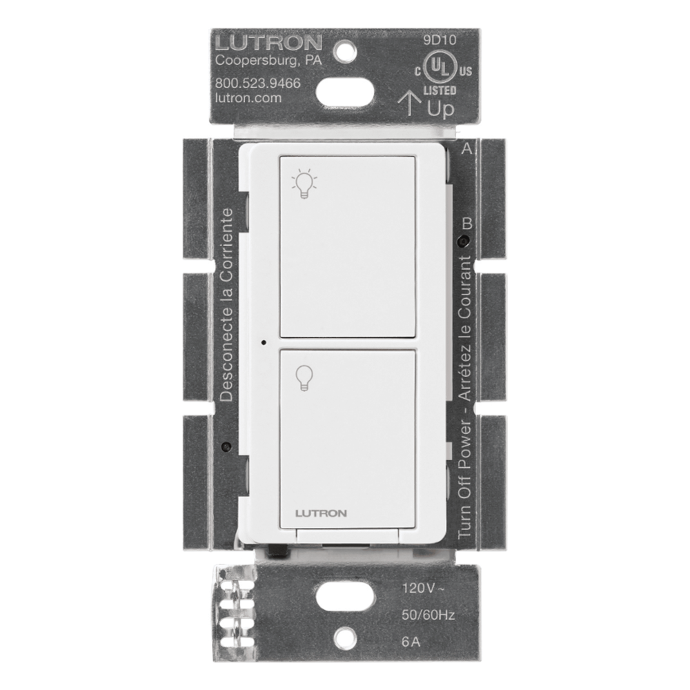Interruptor de pared inteligente on/off Caseta Wireless, voltaje dual 120/277 V, 5 A en LED, sin cable neutro, compatible con controles Pico y Smart Bridge