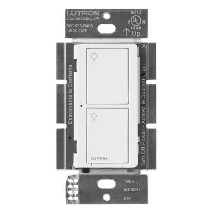 Interruptor de pared inteligente on/off Caseta Wireless, voltaje dual 120/277 V, 5 A en LED, sin cable neutro, compatible con controles Pico y Smart Bridge