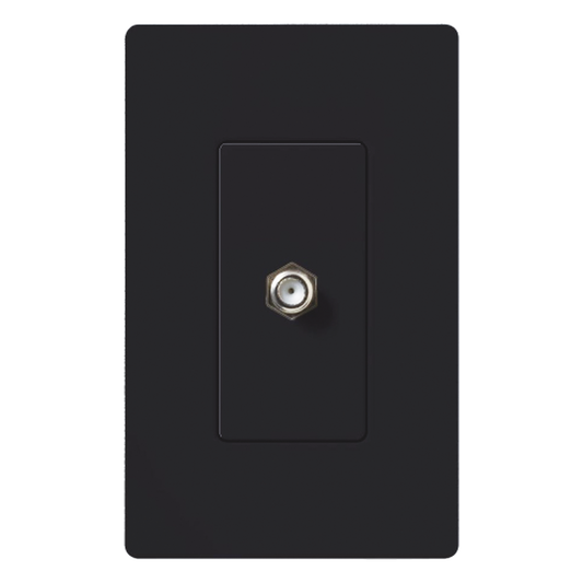 Salida de pared para cable coaxial con conector tipo F de 75 ohms, un puerto, apertura tipo designer, línea Satin Colors color Midnight