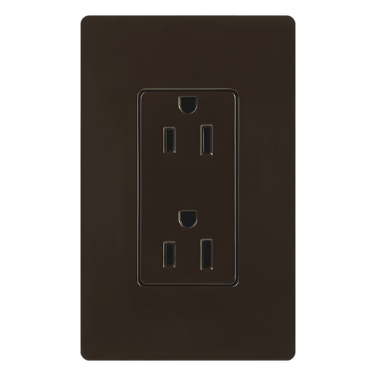 Tomacorriente dúplex de 15 A y 125 V color café, línea Claro para combinar con controles y placas Lutron de estilo Designer
