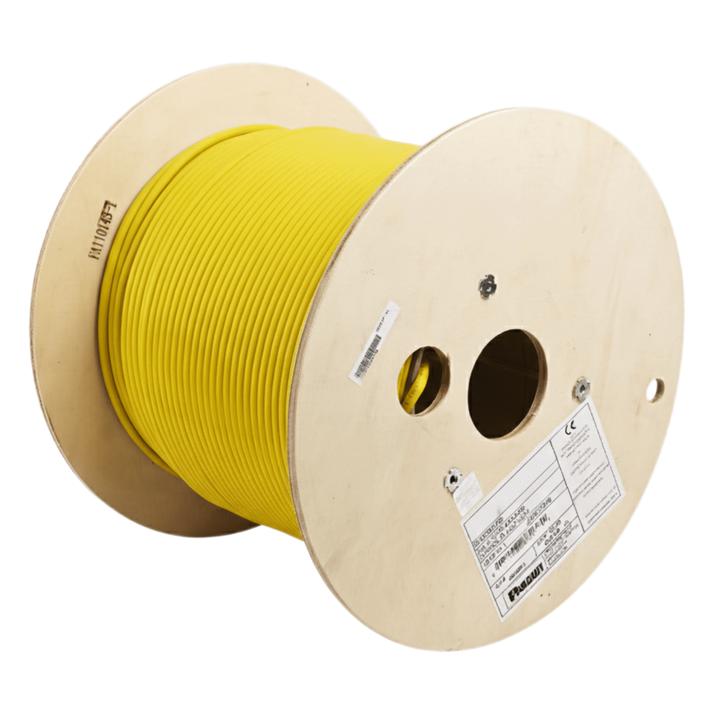 Bobina de Cable Blindado F/UTP de 4 Pares, Cat6A, Soporte de Aplicaciones 10GBase-T, LSZH (Libre de Gases Tóxicos), Color Amarillo, 305 Metros (1000 Pies)