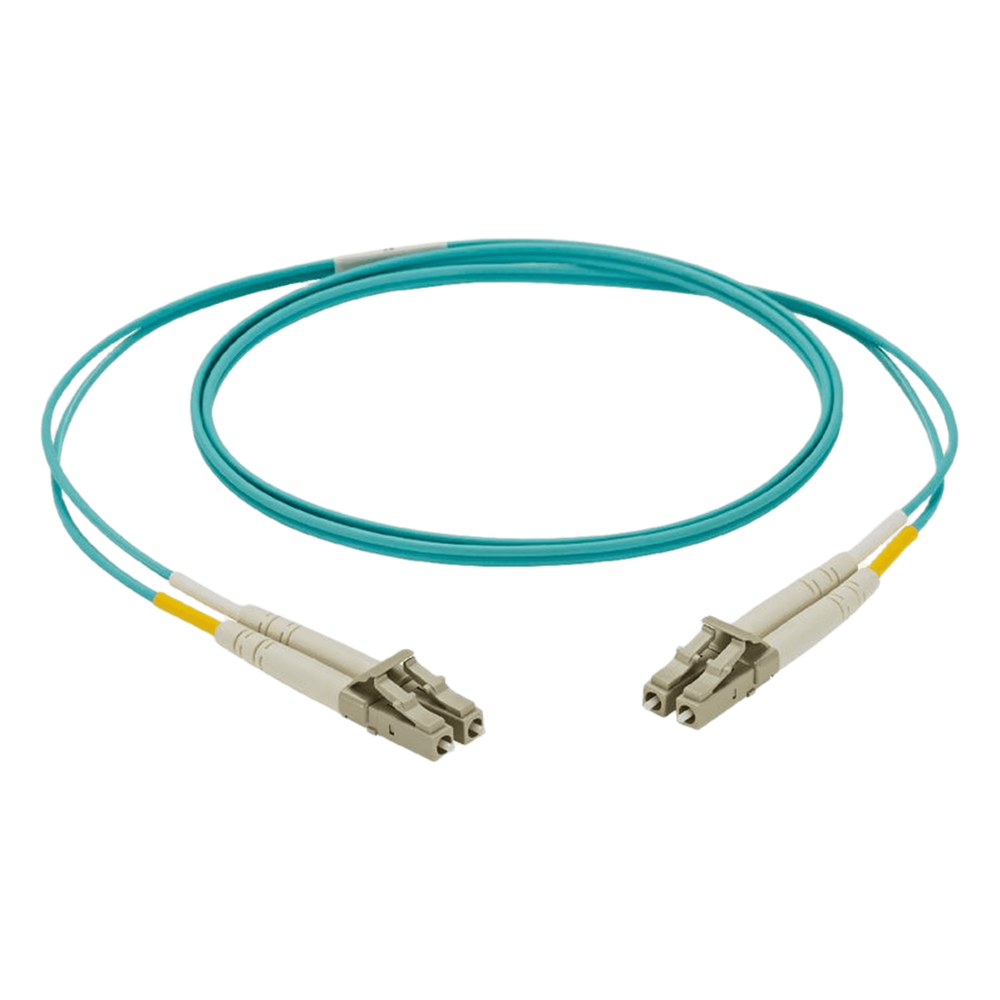 Jumper de Fibra Optica Multimodo 50/125 OM3, LC-LC Duplex, LSZH, Color Aqua, 3 Metros (9.84 Pies)