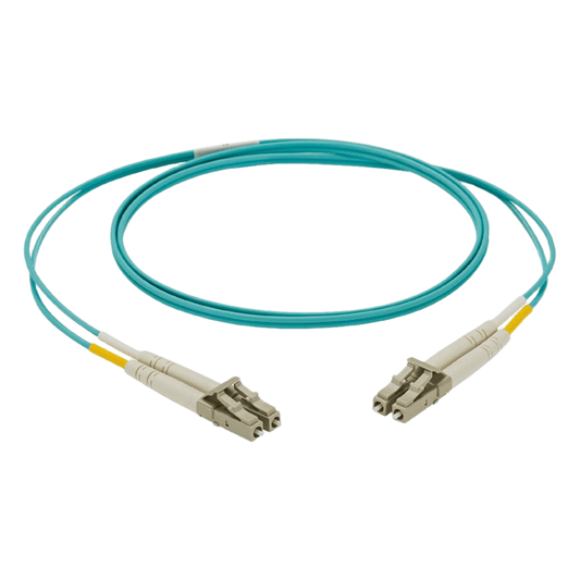 Jumper de Fibra Optica Multimodo 50/125 OM3, LC-LC Duplex, LSZH, Color Aqua, 3 Metros (9.84 Pies)