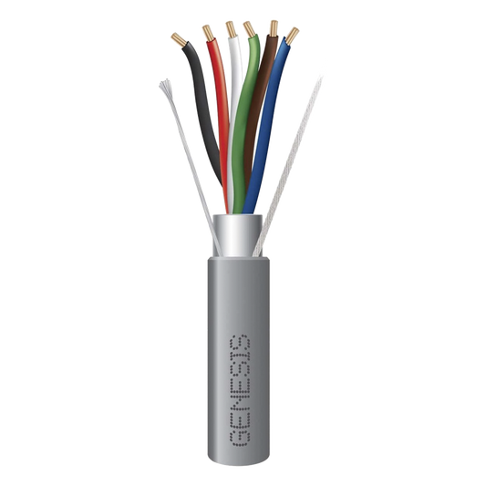 Bobina de 305 m (1000 ft) / Cable para Alarma 6x22 AWG / Blindado / Riser / Gris