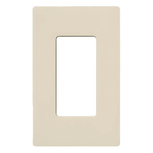 Placa de pared de 1 gang sin tornillos visibles, acabado brillante en color almendra claro (Light Almond), línea Claro para atenuadores, interruptores y controles Lutron