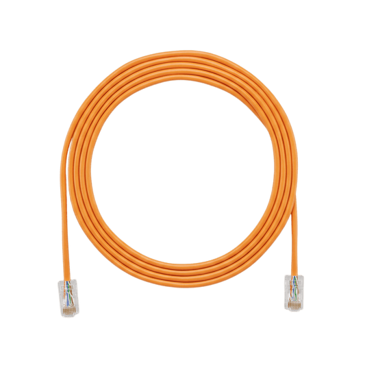 Cable de Parcheo UTP Cat6A, CM/LSZH, Diámetro Reducido (28AWG), Color Naranja, 6.1 Metros (20 Pies)