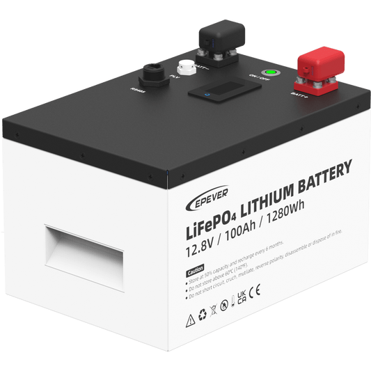 Batería de Litio LiFePO4 12.8Vcc, 100Ah, 1.28KwH, Pantalla LCD para Monitoreo Local, Carcasa Metálica