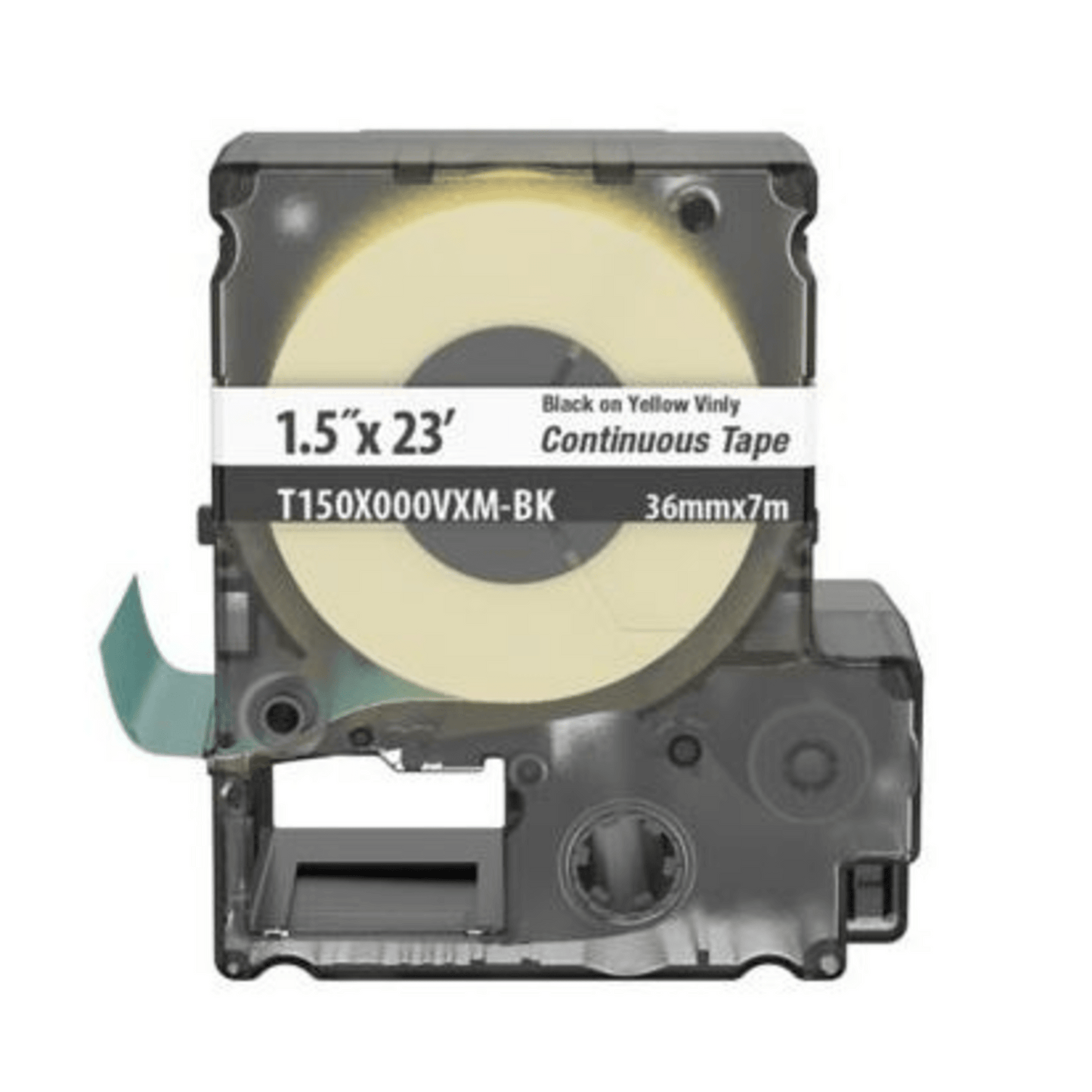 Casete de Etiquetas de Vinilo de Cinta Continua, Color Negro Sobre Amarillo, Uso Interior/Exterior, 36 mm de Ancho x 7 Metros (22.97 Pies) de Largo
