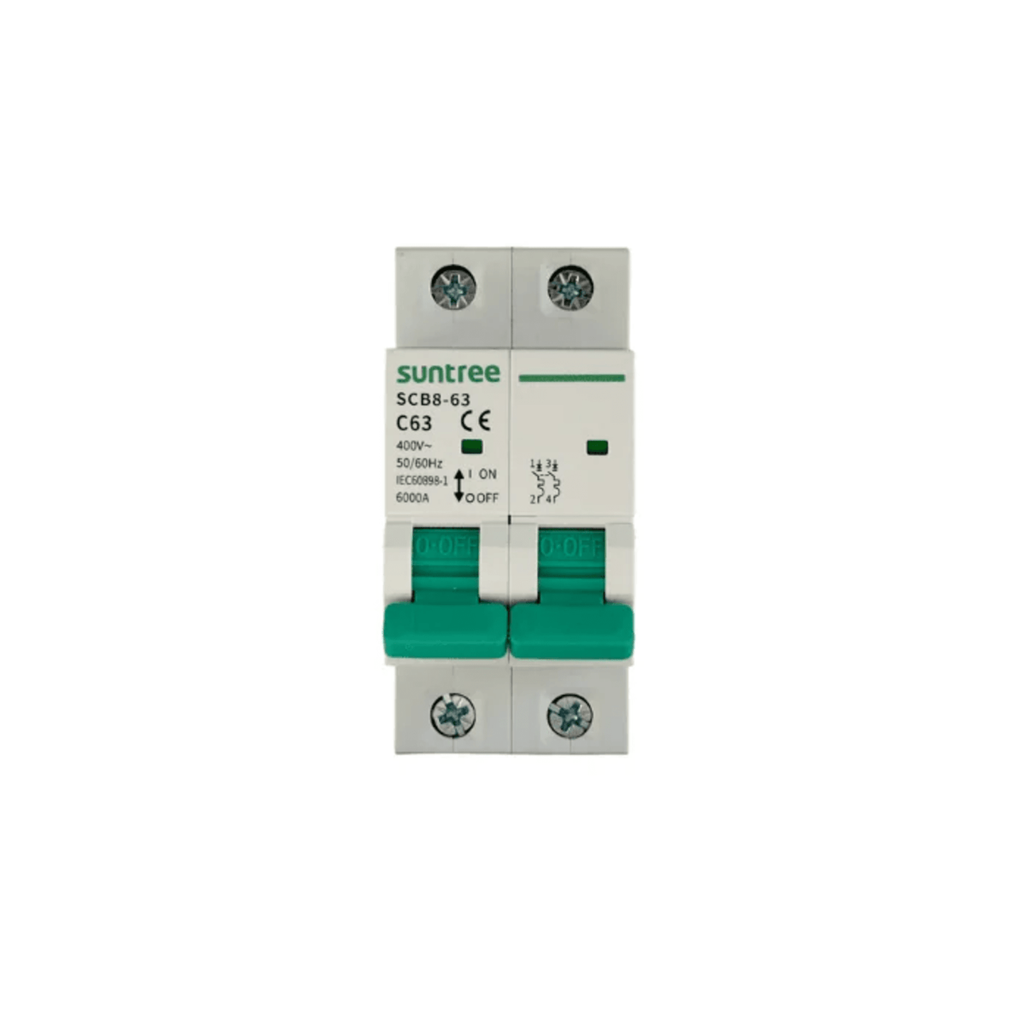Protección Térmica/ Interruptor 2P, 20 A,  Corriente Alterna 400Vca para Aplicación Fotovoltaica Montaje Riel DIN
