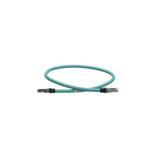 Patch Cord Cat5e de Grado Industrial 600V, Blindado SF/UTP, Calibre 24 AWG, Color Aqua, 60 cm (23.62 pulgadas).