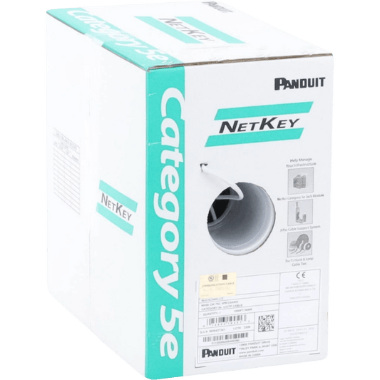 Bobina de Cable UTP 305 Metros (1000 Pies) de Cobre, NetKey, Gris Claro, Categoría 5e (24 AWG), PVC (CM), de 4 Pares