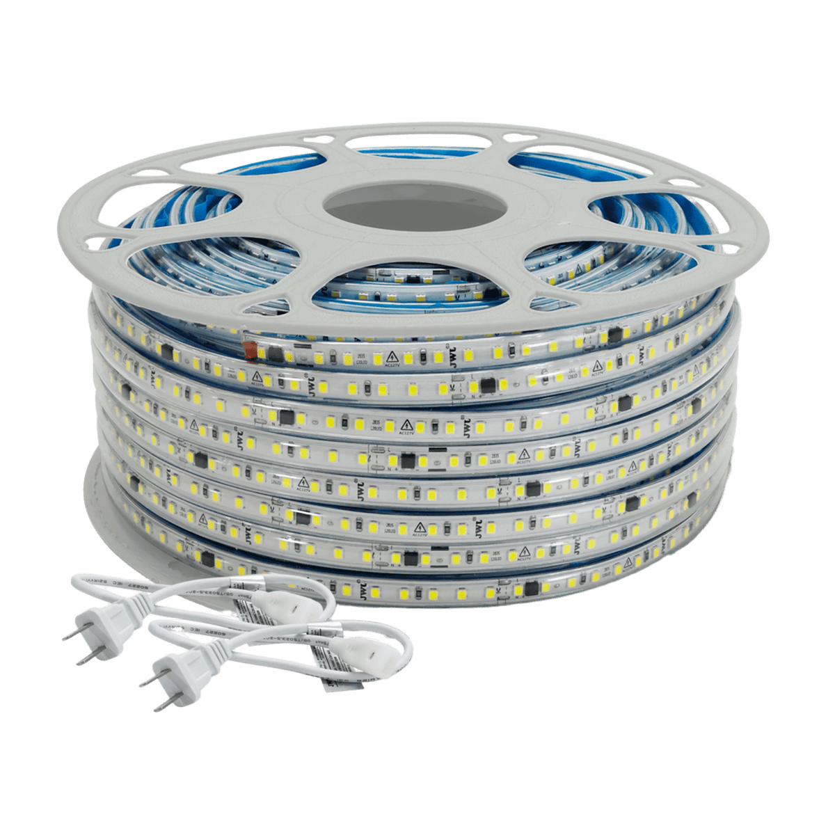 Manguera LED Luminosa Blanca de Resina Transparente y Flexible / Para uso Interior o Exterior / Carrete de 50 m/ 110V CA  4.2 A/ 500 W Potencia / T.C.C. 6500 K.