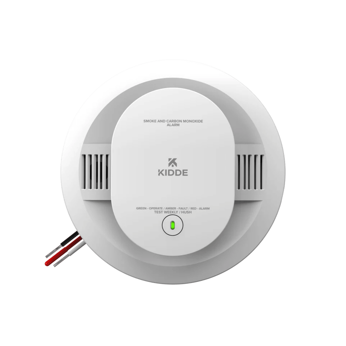 Alarma combinada de humo y monóxido de carbono, cableada a 120V CA con respaldo de batería AA, interconectable