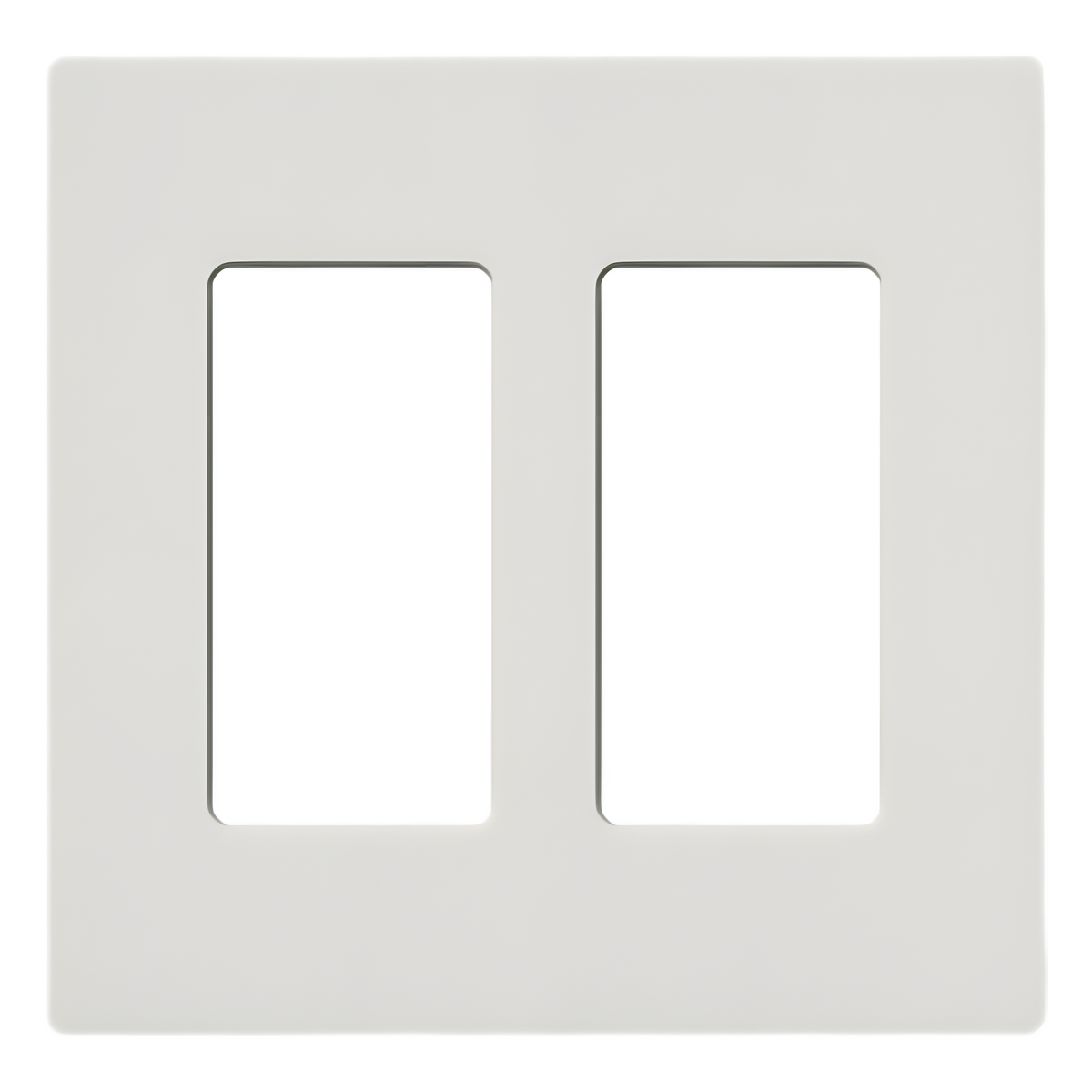 Placa de pared de 2 espacios sin tornillos visibles en acabado Snow satinado, compatible con atenuadores e interruptores Lutron Maestro, Diva, Claro y controles Pico