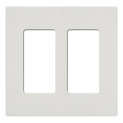 Placa de pared de 2 espacios sin tornillos visibles en acabado Snow satinado, compatible con atenuadores e interruptores Lutron Maestro, Diva, Claro y controles Pico
