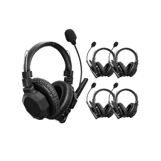 Intercomunicador Inalámbrico Binaural / Cancelación de Ruido IA / Rango 500 m (1640 ft) / Bluetooth / Batería 1050mAh / Resistente a Lluvia / Kit 5 Unidades