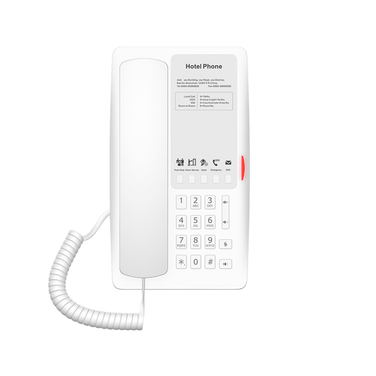 Teléfono IP Hotelero Wi-Fi 6 / 2 Líneas SIP / Doble Banda 2.4/5 GHz / 5 Teclas Programables / Puerto USB-A / PoE 802.3af / Audio HD