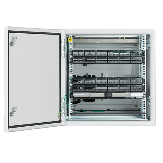 Gabinete Industrial Preconfigurado de Montaje en Pared, Fabricado en Acero Bajo en Carbono, Protección NEMA 4/4X/12 IP66, de 12 UR, Color Gris