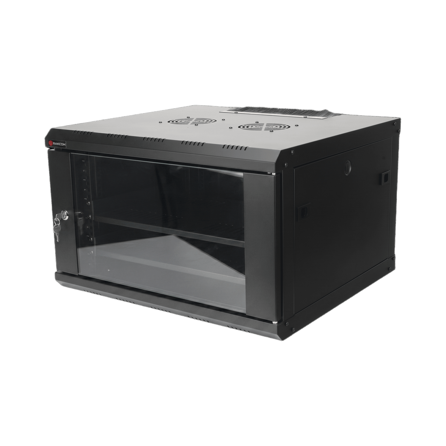 Gabinete de Pared PRECISION 19 in 6UR (455mm) - Cristal Templado. Incluye: 2 Ventiladores y Panel Cepillo