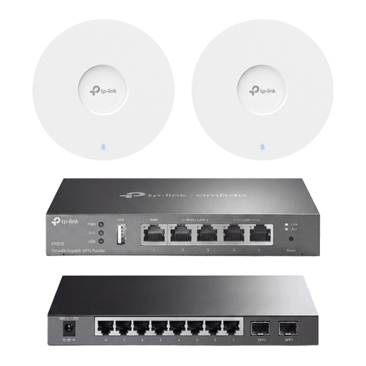 Kit de Iniciación en redes OMADA / 1 Router / 1 Switch TL-SG2210P / 2 Punto de Acceso EAP613