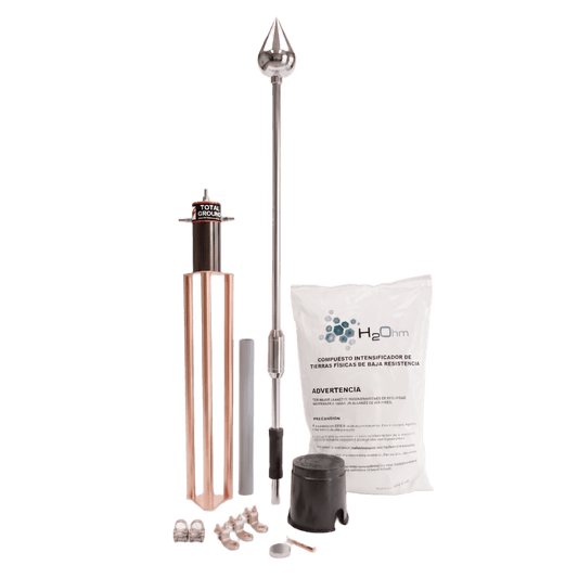 Kit Pararrayo con Punta de Acero Inoxidable con Avance de Cebado de 60 m. y Accesorios de Instalación en Torre.