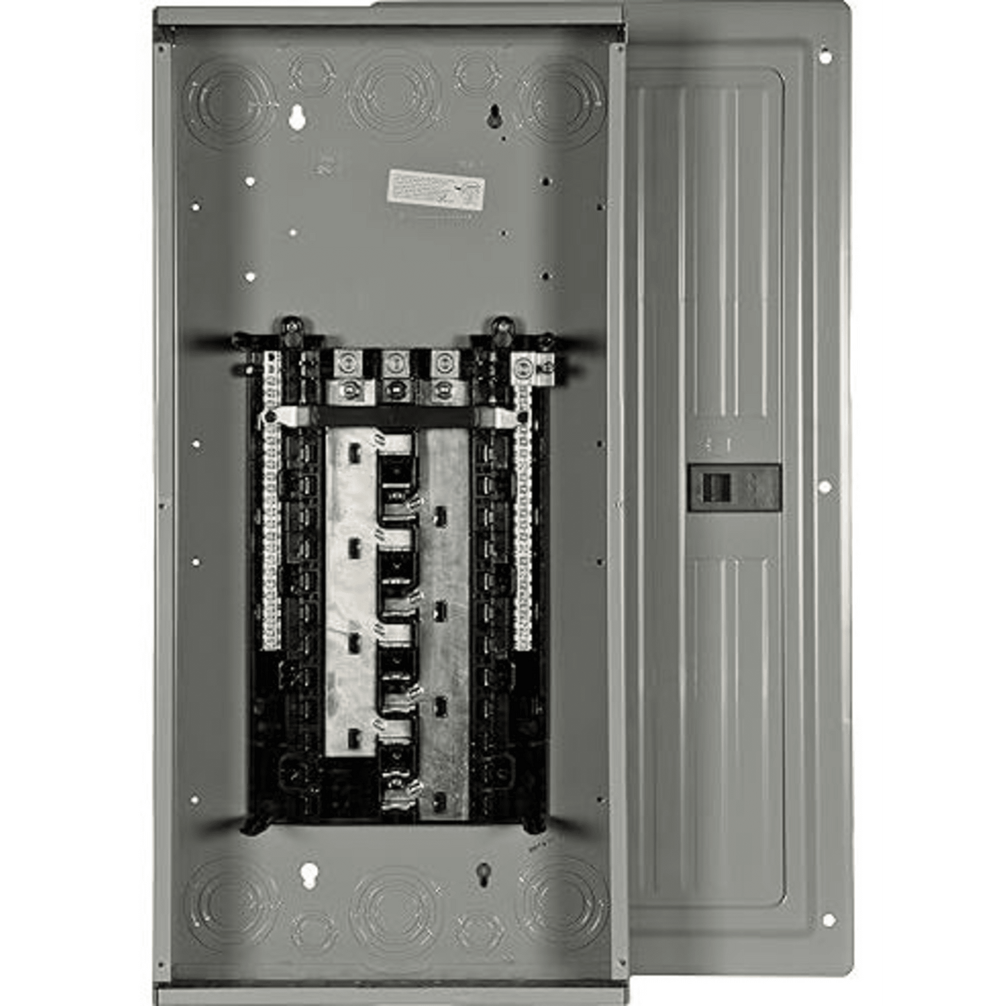 Centro de carga monofásico 1 Fase, 3 Hilos para interruptores QP, de 30 polos - 48 Circuitos, 120/240vca, Barras de aluminio 200 Amp, Nema 1, uso interior. Incluye tapa.
