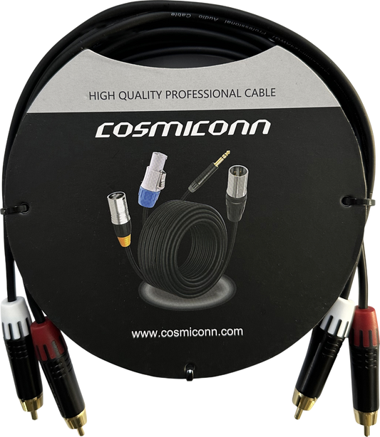 Cable 2 RCA x 2 RCA, conectores negros, con diferenciador de blanco y rojo (2x MT380-RD - 2x MT380-WH), length 3m