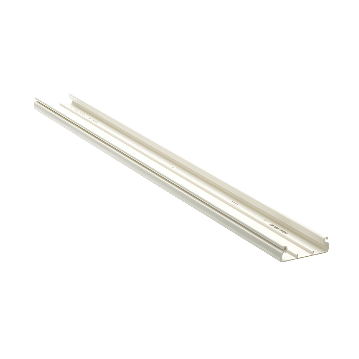 Base para canaleta T-45, de PVC rígido, con orificios perforados para montaje, 60.3 x 18.5 x 2400 mm, Color Blanco