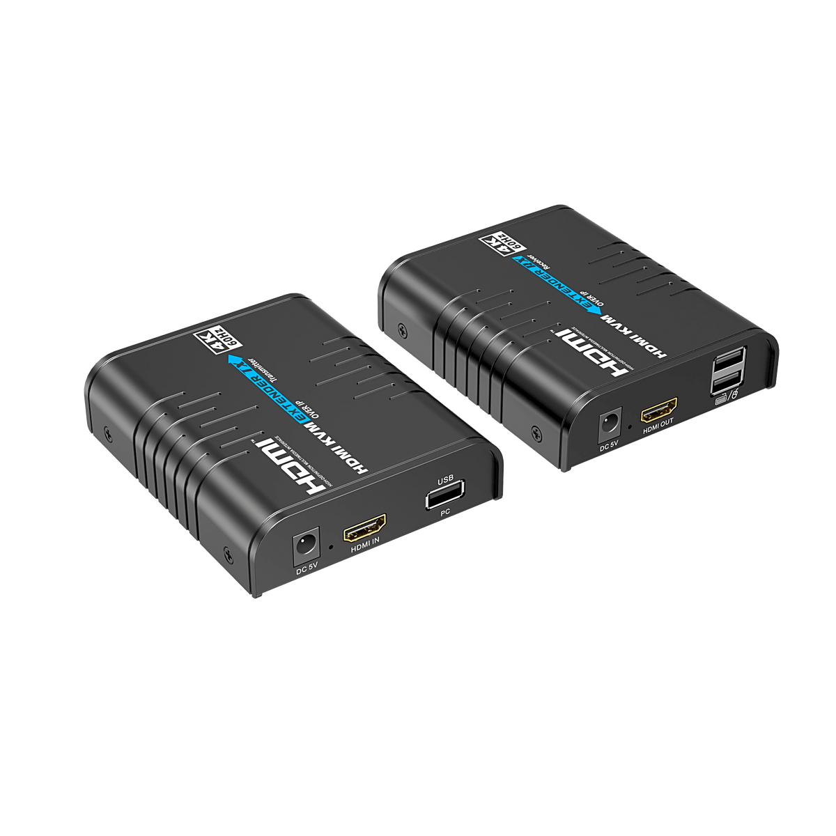 Extensor KVM HDMI 4K a 60 Hz | Transmisión hasta 120 mts con CAT6 | Resolución 4096x2160@60Hz | Ancho de Banda 18Gbps | HDCP1.4 y HDCP2.2 | Latencia 120~170ms | Conexión 1:1, 1:N, N:1, N:N