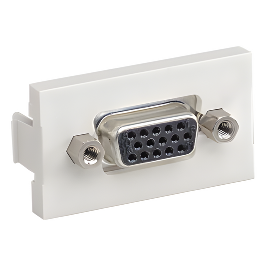 Inserto Plano de 1/3, Con Acoplador VGA Hembra-Hembra de 15 Pines, Color Blanco Mate
