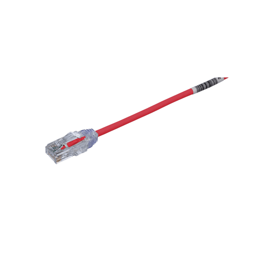 Cable de Parcheo TX6, UTP Cat6, Diámetro Reducido (28AWG), Color Rojo, 7.62 Metros (25 Pies)
