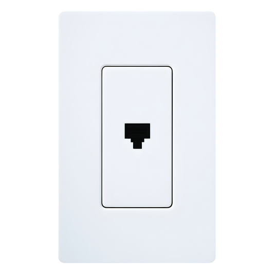 Jack telefónico de pared RJ11 de 6 conductores, diseño a ras de pared, color blanco, para placas Lutron Claro y Satin Colors (placa se vende por separado)