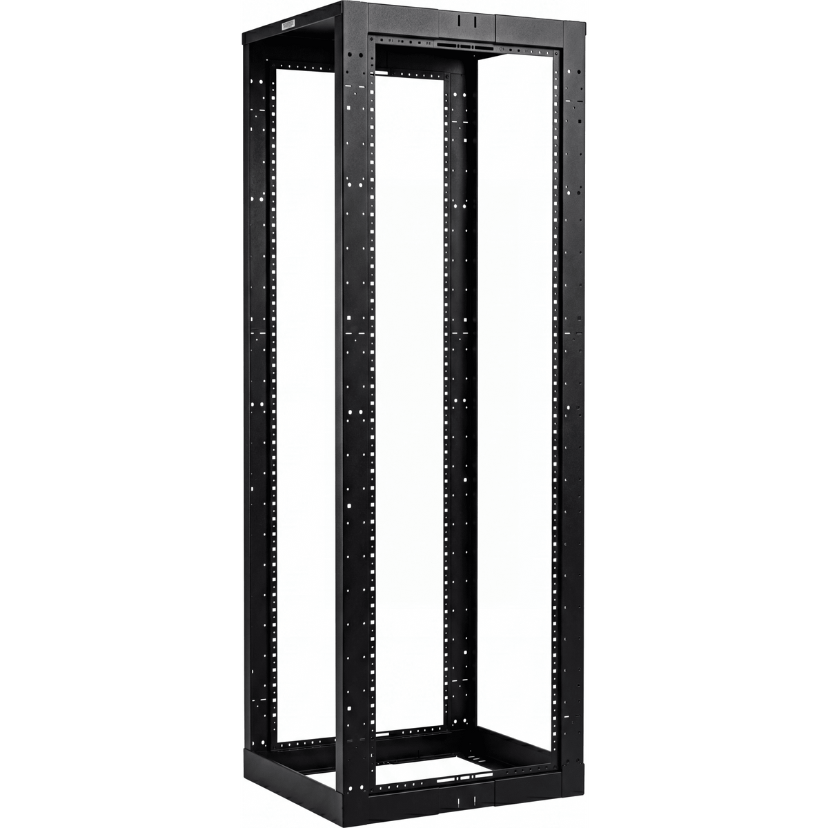 Rack de Cuatro Postes Estándar de 19", Rieles Con Orificio Para Tuerca Enjaulada, Profundidad Ajustable de 23 a 42 in, 45 Unidades de Rack, Color Negro