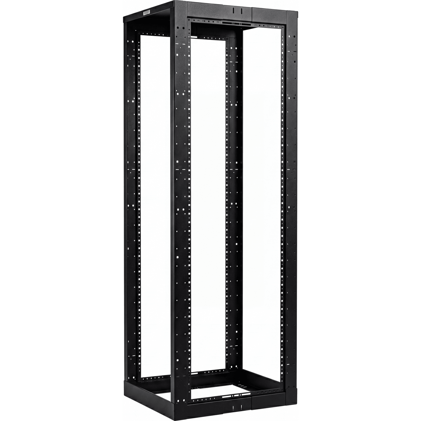Rack de Cuatro Postes Estándar de 19", Rieles Con Orificio Para Tuerca Enjaulada, Profundidad Ajustable de 23 a 42 in, 45 Unidades de Rack, Color Negro