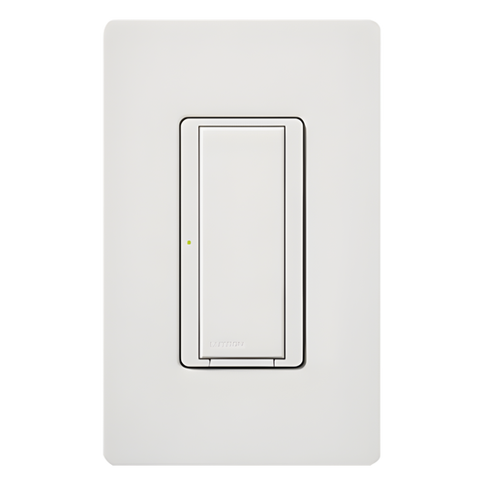 Interruptor inalámbrico on/off Maestro Wireless para iluminación de 6 A y ventiladores de hasta 1/10 HP, 120 V, requiere neutro, compatible con hub Vive, color blanco