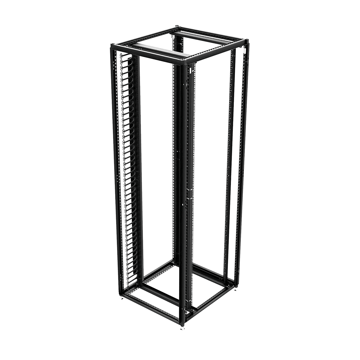 Organizador Vertical de Cables Rack 45 UR / Acero Negro / Sección 95x208 mm / Capacidad 726 Cables / Fijación Flecha 1.75 pulg